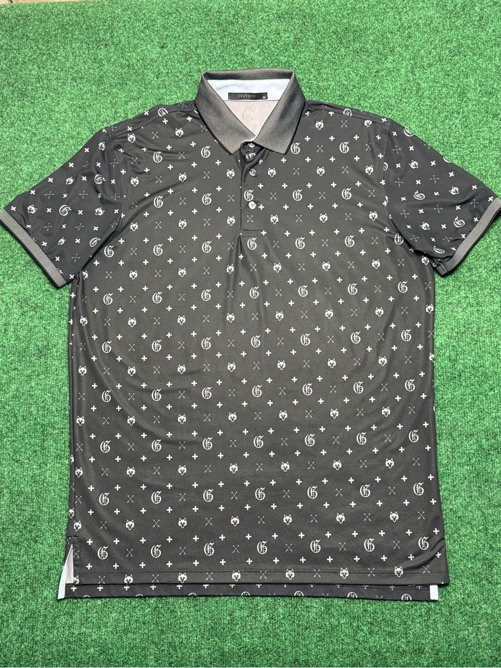 Greyson Men's Golf Polo Shirt with All-Over Print Motif (Medium) - Picture 3 of 7